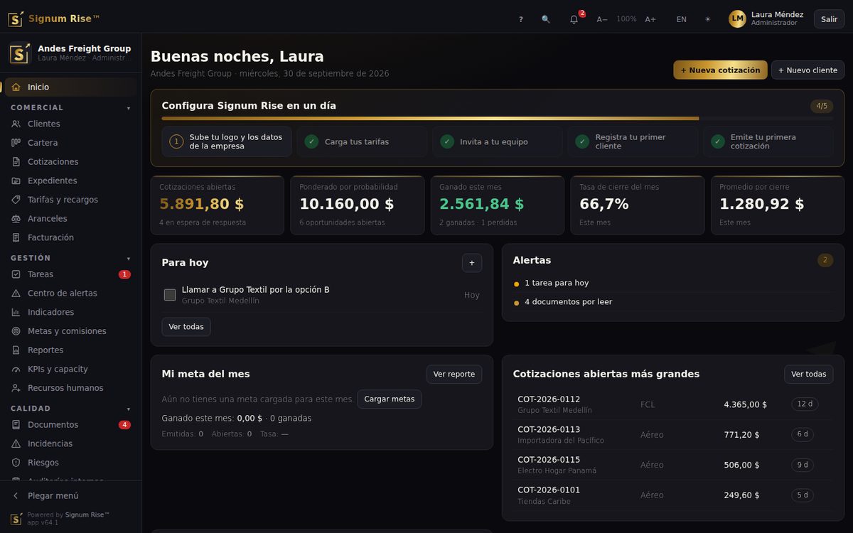 Software para courier y paquetería · Signum Rise