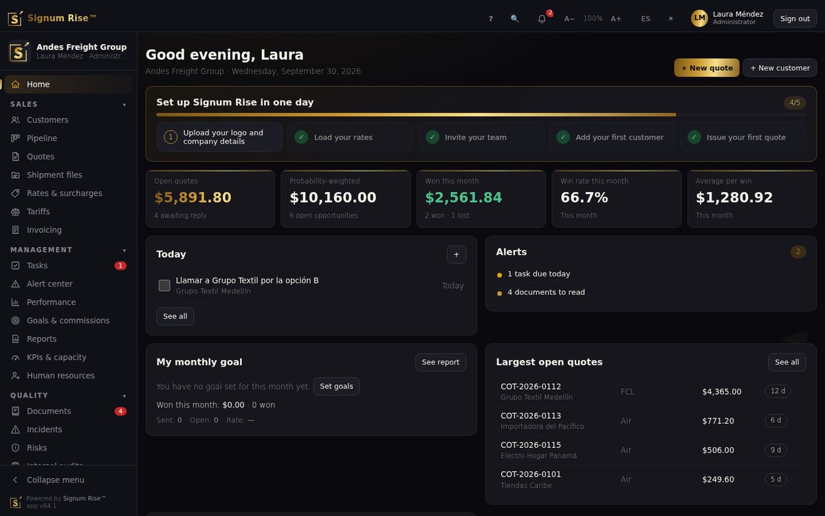 Software for courier and parcel companies · Signum Rise
